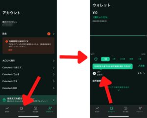 コインチェックの入金操作画面の画像