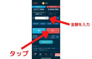 GMOコインでの買い方画面
